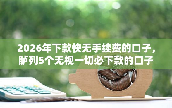 2026年下款快无手续费的口子，胪列5个无视一切必下款的口子