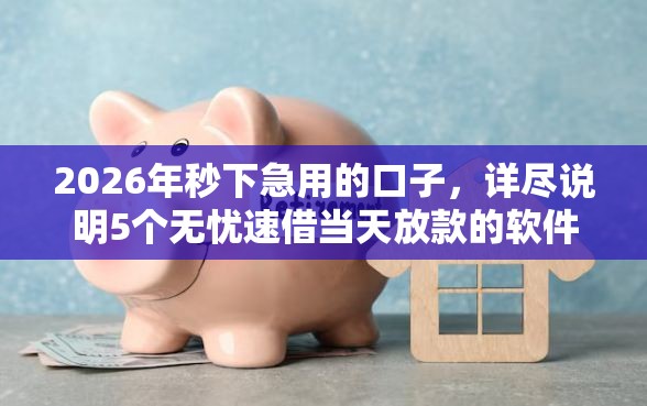 2026年秒下急用的口子，详尽说明5个无忧速借当天放款的软件