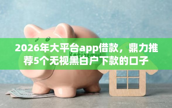 2026年大平台app借款，鼎力推荐5个无视黑白户下款的口子