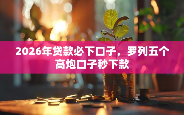2026年贷款必下口子，罗列五个高炮口子秒下款