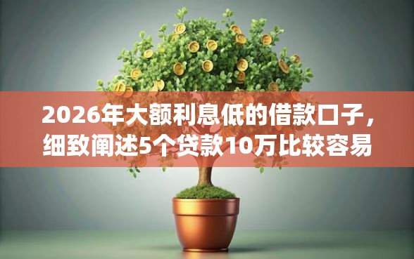 2026年大额利息低的借款口子，细致阐述5个贷款10万比较容易的app