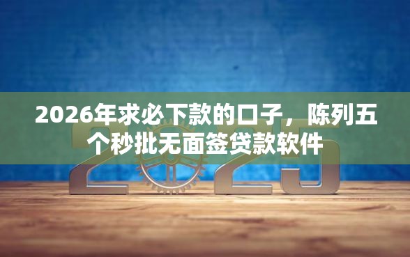 2026年求必下款的口子，陈列五个秒批无面签贷款软件