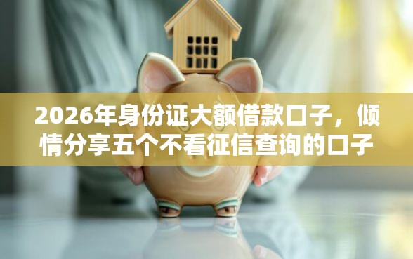 2026年身份证大额借款口子，倾情分享五个不看征信查询的口子