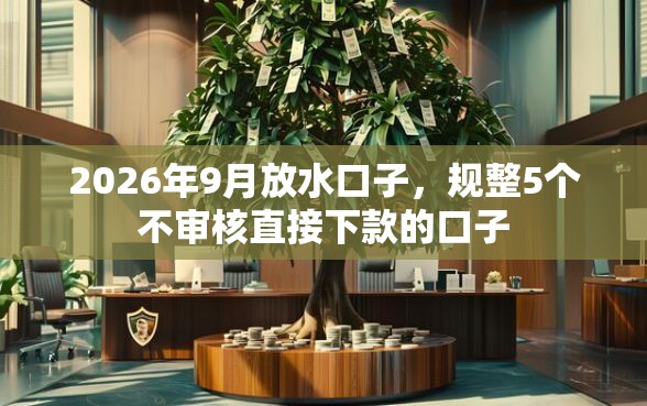 2026年9月放水口子，规整5个不审核直接下款的口子