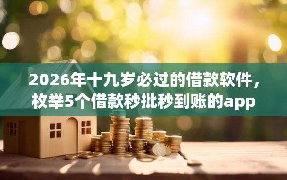 2026年十九岁必过的借款软件，枚举5个借款秒批秒到账的app