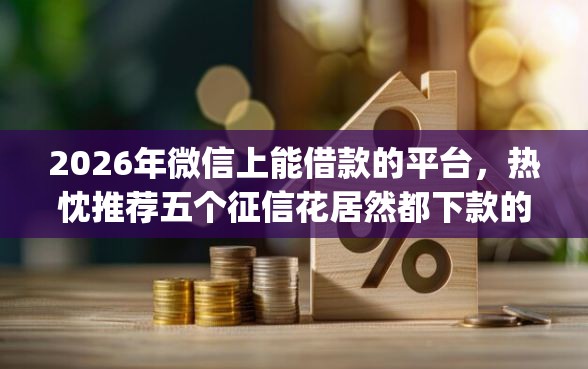 2026年微信上能借款的平台，热忱推荐五个征信花居然都下款的app
