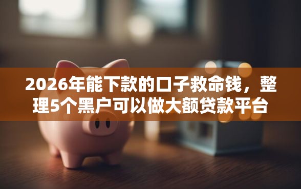 2026年能下款的口子救命钱，整理5个黑户可以做大额贷款平台