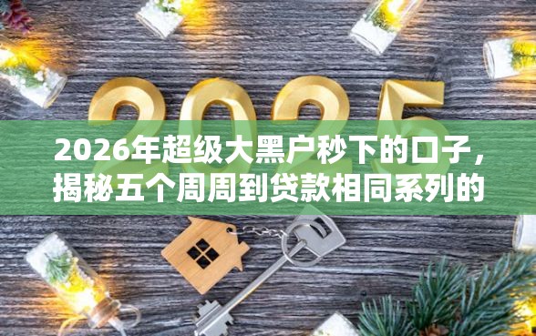 2026年超级大黑户秒下的口子，揭秘五个周周到贷款相同系列的口子