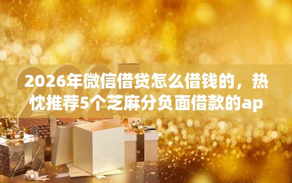 2026年微信借贷怎么借钱的，热忱推荐5个芝麻分负面借款的app