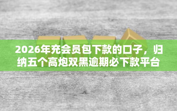 2026年充会员包下款的口子，归纳五个高炮双黑逾期必下款平台
