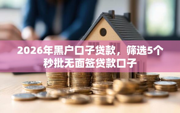 2026年黑户口子贷款，筛选5个秒批无面签贷款口子