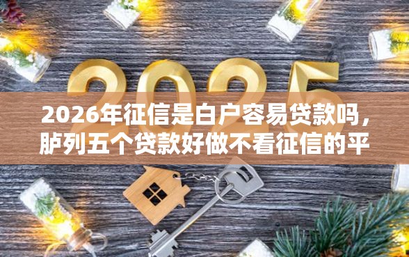 2026年征信是白户容易贷款吗,胪列五个贷款好做不看征信的平台 2026年征信是白户容易贷款吗,胪列五个贷款好做不看征信的平台