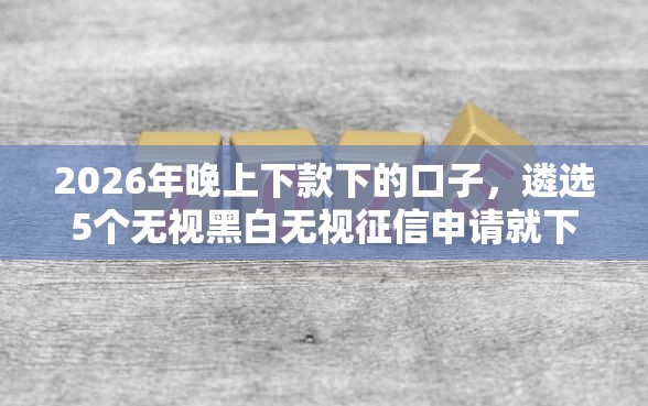 2026年晚上下款下的口子，遴选5个无视黑白无视征信申请就下款的软件