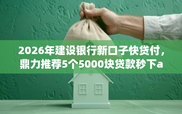 2026年建设银行新口子快贷付，鼎力推荐5个5000块贷款秒下app