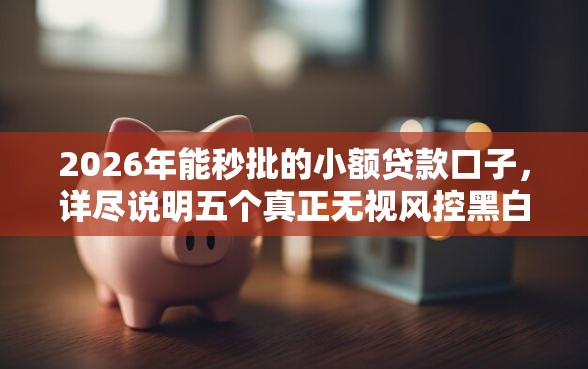 2026年能秒批的小额贷款口子，详尽说明五个真正无视风控黑白的网贷平台