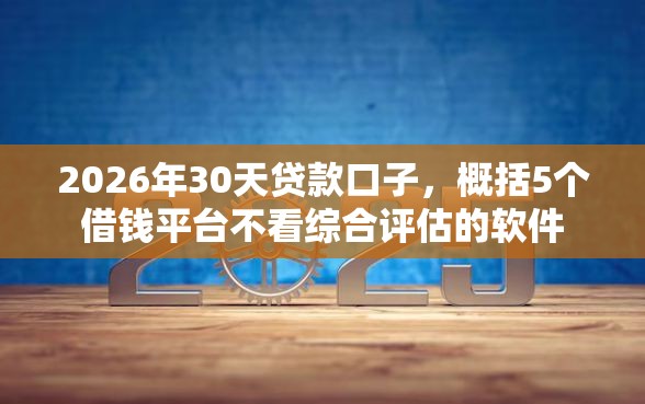 2026年30天贷款口子，概括5个借钱平台不看综合评估的软件