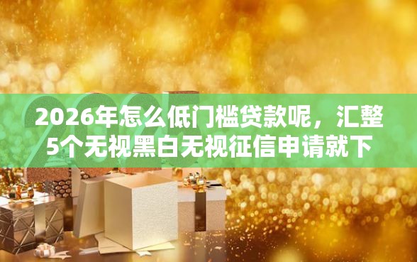 2026年怎么低门槛贷款呢，汇整5个无视黑白无视征信申请就下款的口子