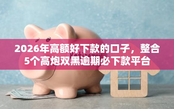 2026年高额好下款的口子，整合5个高炮双黑逾期必下款平台