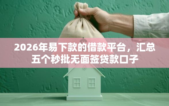 2026年易下款的借款平台，汇总五个秒批无面签贷款口子