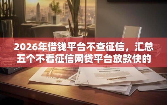 2026年借钱平台不查征信，汇总五个不看征信网贷平台放款快的软件