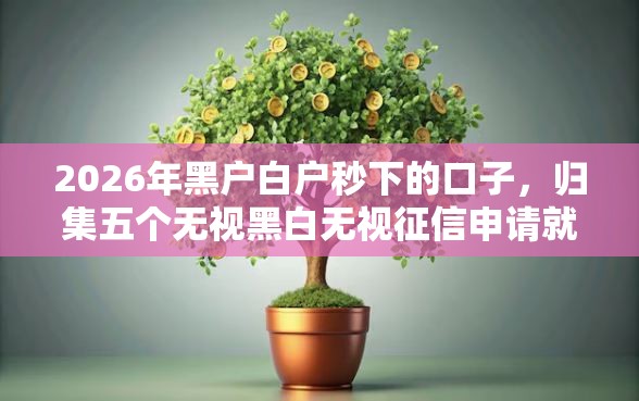 2026年黑户白户秒下的口子，归集五个无视黑白无视征信申请就下款的平台