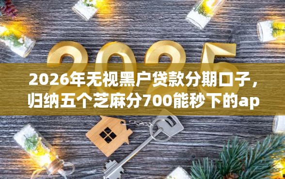 2026年无视黑户贷款分期口子，归纳五个芝麻分700能秒下的app