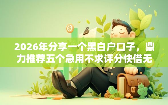 2026年分享一个黑白户口子，鼎力推荐五个急用不求评分快借无忧的平台
