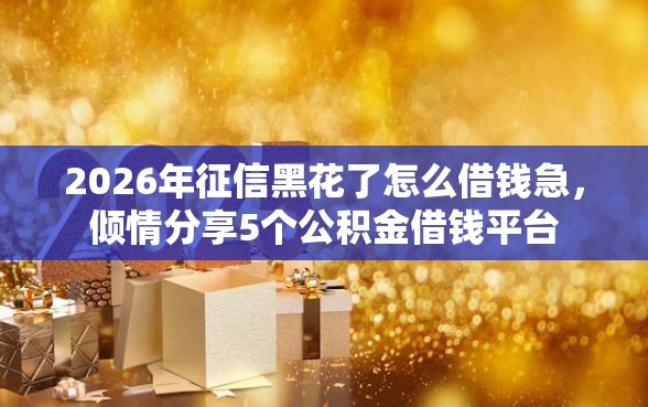 2026年征信黑花了怎么借钱急，倾情分享5个公积金借钱平台