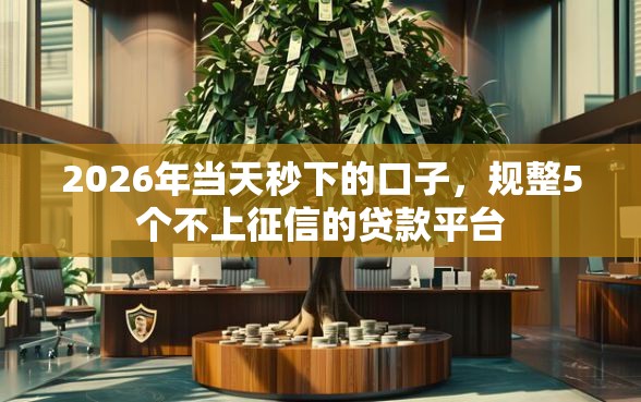 2026年当天秒下的口子，规整5个不上征信的贷款平台