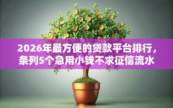 2026年最方便的贷款平台排行，条列5个急用小钱不求征信流水轻松贷的软件