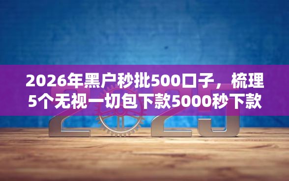 2026年黑户秒批500口子，梳理5个无视一切包下款5000秒下款的平台