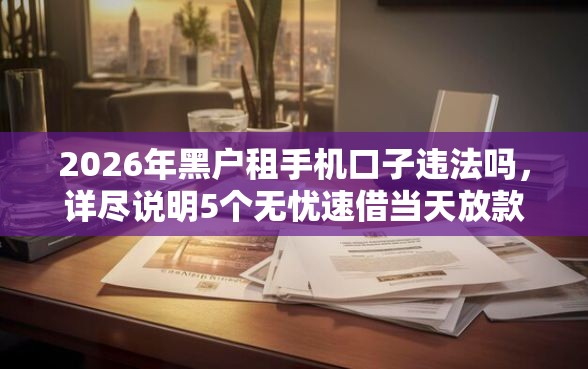 2026年黑户租手机口子违法吗，详尽说明5个无忧速借当天放款的平台