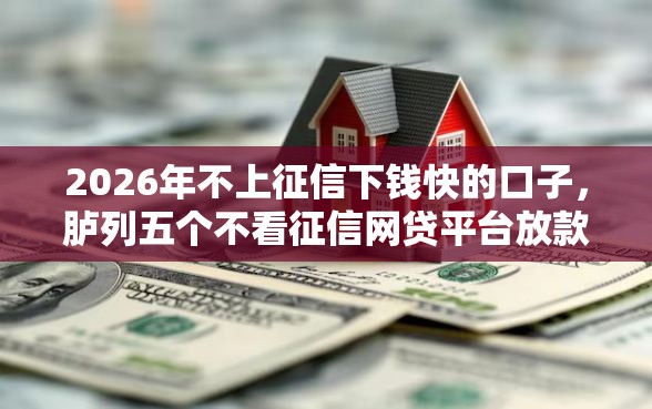 2026年不上征信下钱快的口子，胪列五个不看征信网贷平台放款快的软件