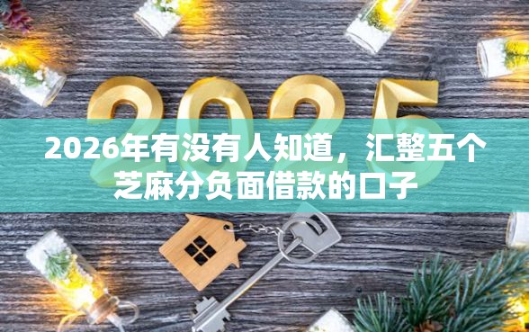 2026年有没有人知道，汇整五个芝麻分负面借款的口子
