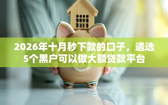 2026年十月秒下款的口子，遴选5个黑户可以做大额贷款平台