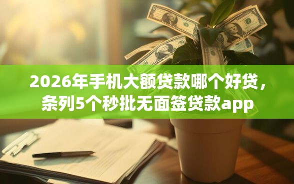 2026年手机大额贷款哪个好贷，条列5个秒批无面签贷款app