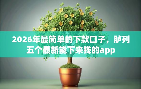 2026年最简单的下款口子，胪列五个最新能下来钱的app