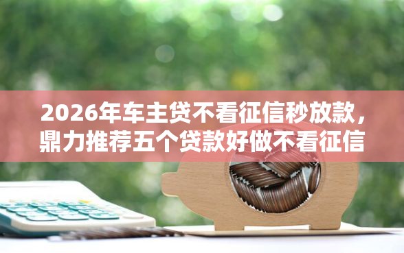 2026年车主贷不看征信秒放款，鼎力推荐五个贷款好做不看征信的口子