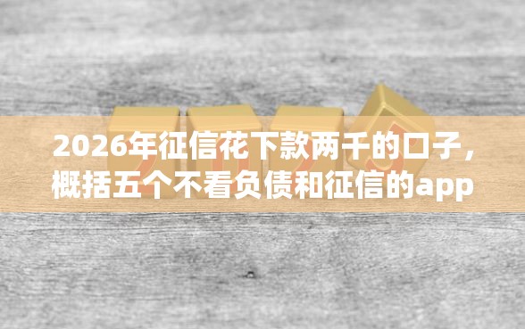 2026年征信花下款两千的口子，概括五个不看负债和征信的app