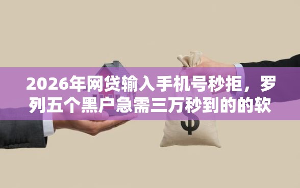 2026年网贷输入手机号秒拒，罗列五个黑户急需三万秒到的的软件