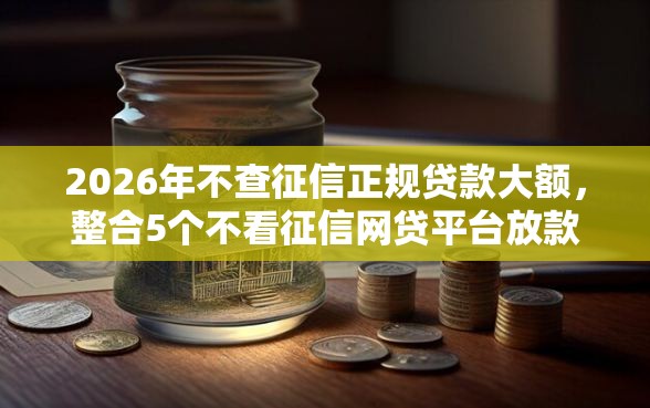 2026年不查征信正规贷款大额，整合5个不看征信网贷平台放款快的平台