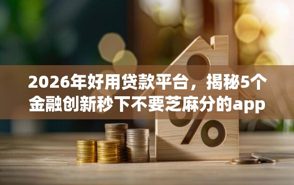 2026年好用贷款平台，揭秘5个金融创新秒下不要芝麻分的app