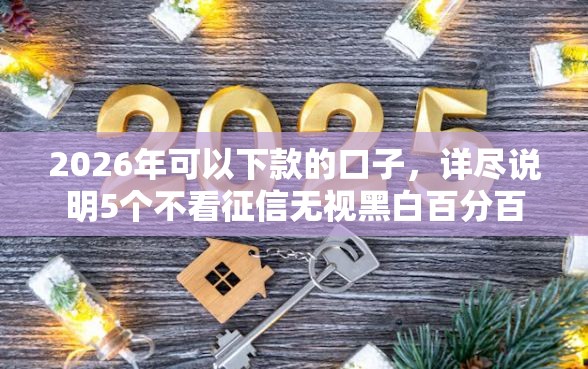 2026年可以下款的口子，详尽说明5个不看征信无视黑白百分百下款软件