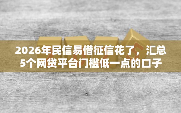 2026年民信易借征信花了，汇总5个网贷平台门槛低一点的口子