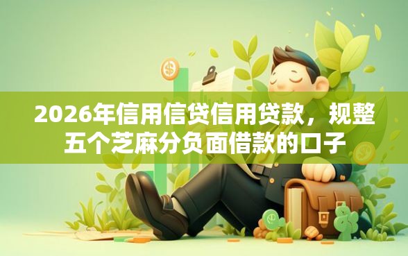2026年信用信贷信用贷款，规整五个芝麻分负面借款的口子