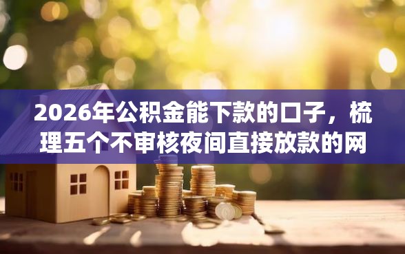 2026年公积金能下款的口子，梳理五个不审核夜间直接放款的网贷app