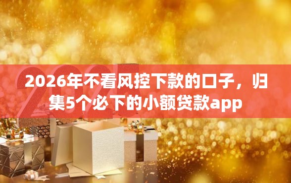 2026年不看风控下款的口子，归集5个必下的小额贷款app