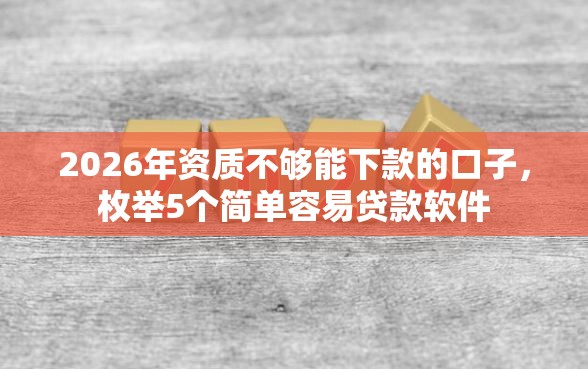 2026年资质不够能下款的口子，枚举5个简单容易贷款软件