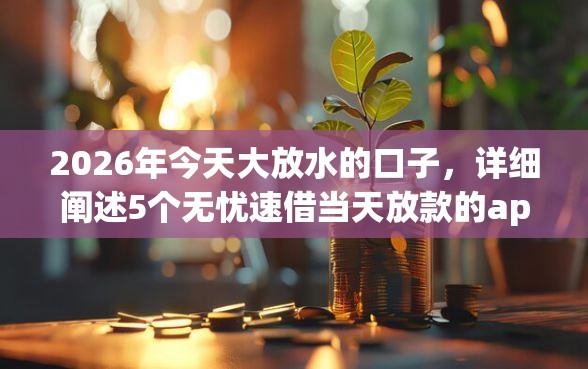2026年今天大放水的口子，详细阐述5个无忧速借当天放款的app