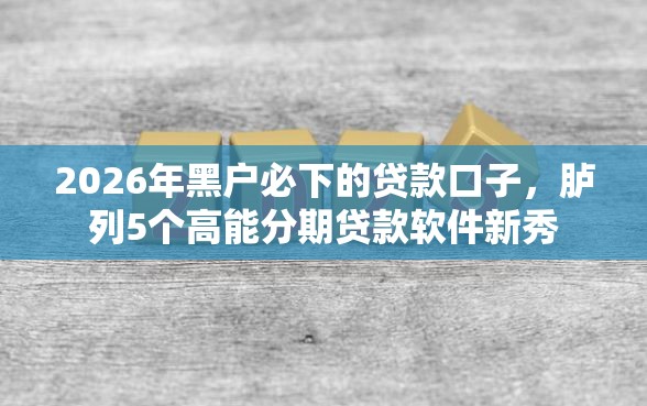 2026年黑户必下的贷款口子，胪列5个高能分期贷款软件新秀